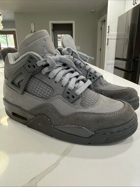 Jordan 4 retro mid-top Kids Grey Suede High-Top Sneakers
